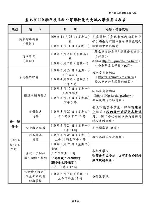 台北市優先免試入學